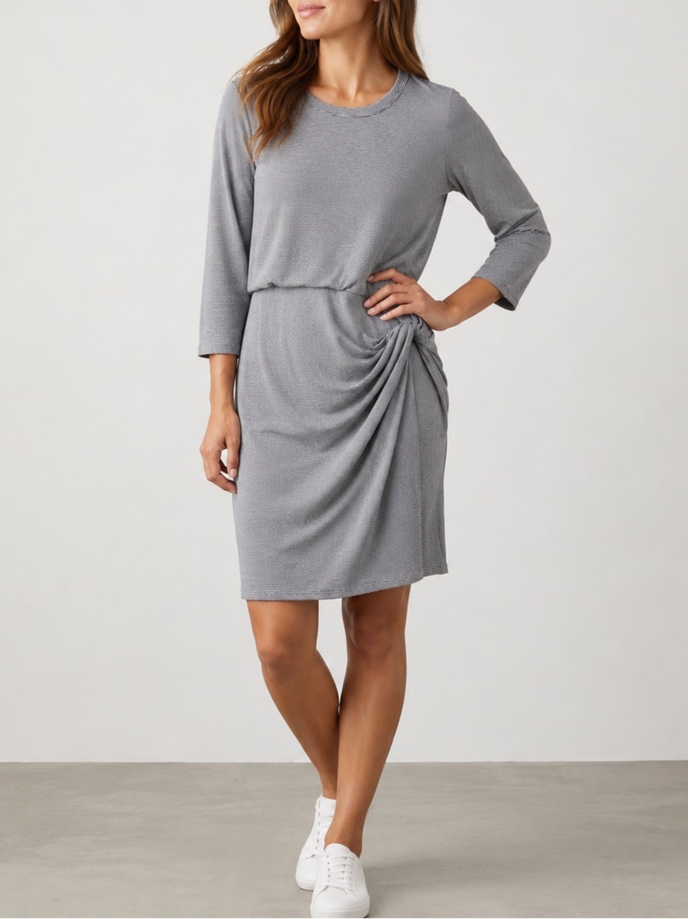 Anthropologie Amadi Striped Jersey Knit Side Knot Dress